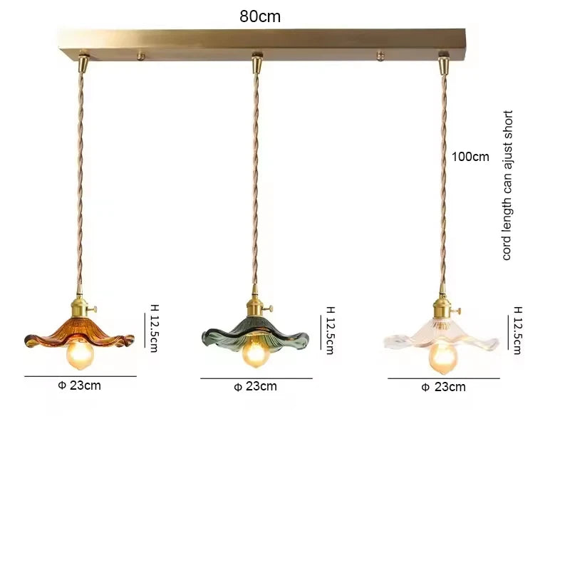 Art Deco Copper Glass Pendant Light — Colorful Edison Ceiling Chandelier for Bedroom, Living Room & Bar