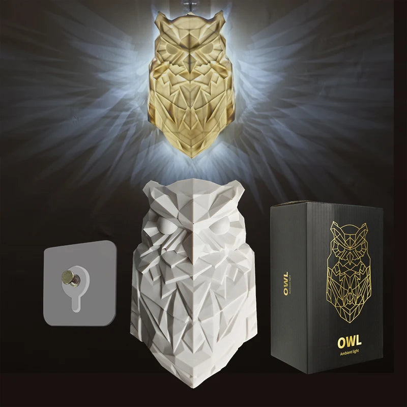 3D Animal Silhouette Wall Light Projector — Owl & Eagle Shadow Night Light for Home & Halloween Decor
