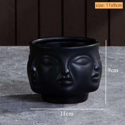 Ceramic Human Face Sculpture Vase — Handmade Nordic Art Flower Pot & Candlestick for Home Decor
