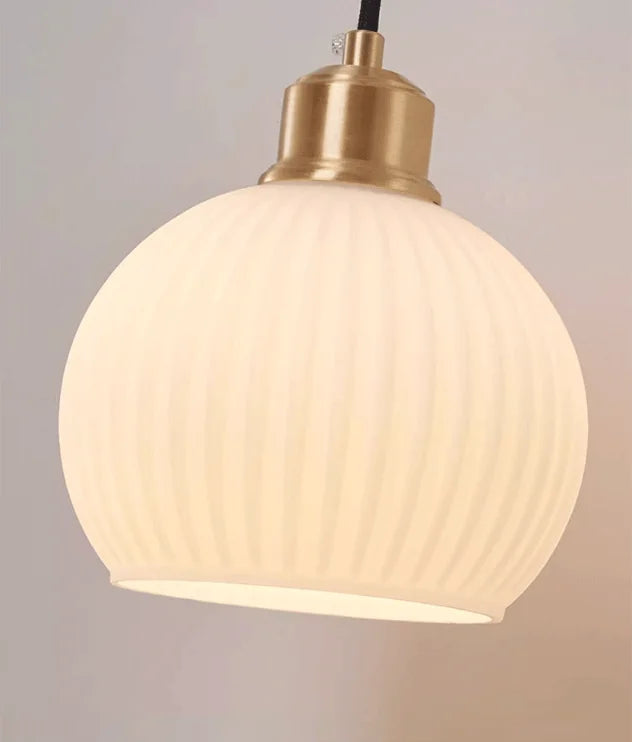 Japanese Retro Copper Wall Lamp — Walnut Wood & Frosted Glass Sconce for Bedroom & Hallway