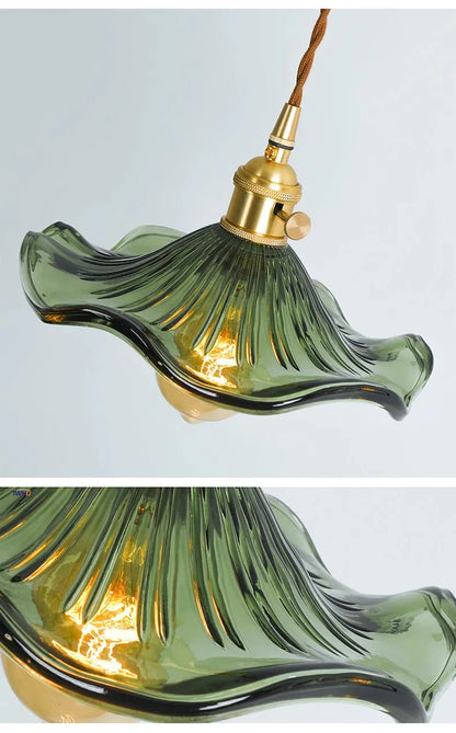Art Deco Copper Glass Pendant Light — Colorful Edison Ceiling Chandelier for Bedroom, Living Room & Bar