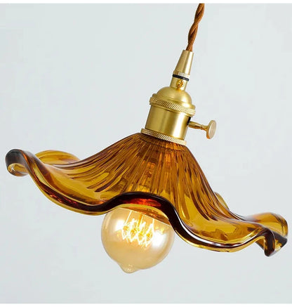 Art Deco Copper Glass Pendant Light — Colorful Edison Ceiling Chandelier for Bedroom, Living Room & Bar