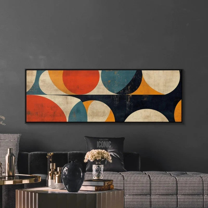 Bauhaus Abstract Panoramic Canvas Wall Art — Wide Unframed Mid-Century Print for Living Room