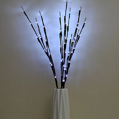 LED Willow Branch Twig Lamp — 20-Bulb Bendable Vase Light for Bedroom & Home Decor in 6 Colors