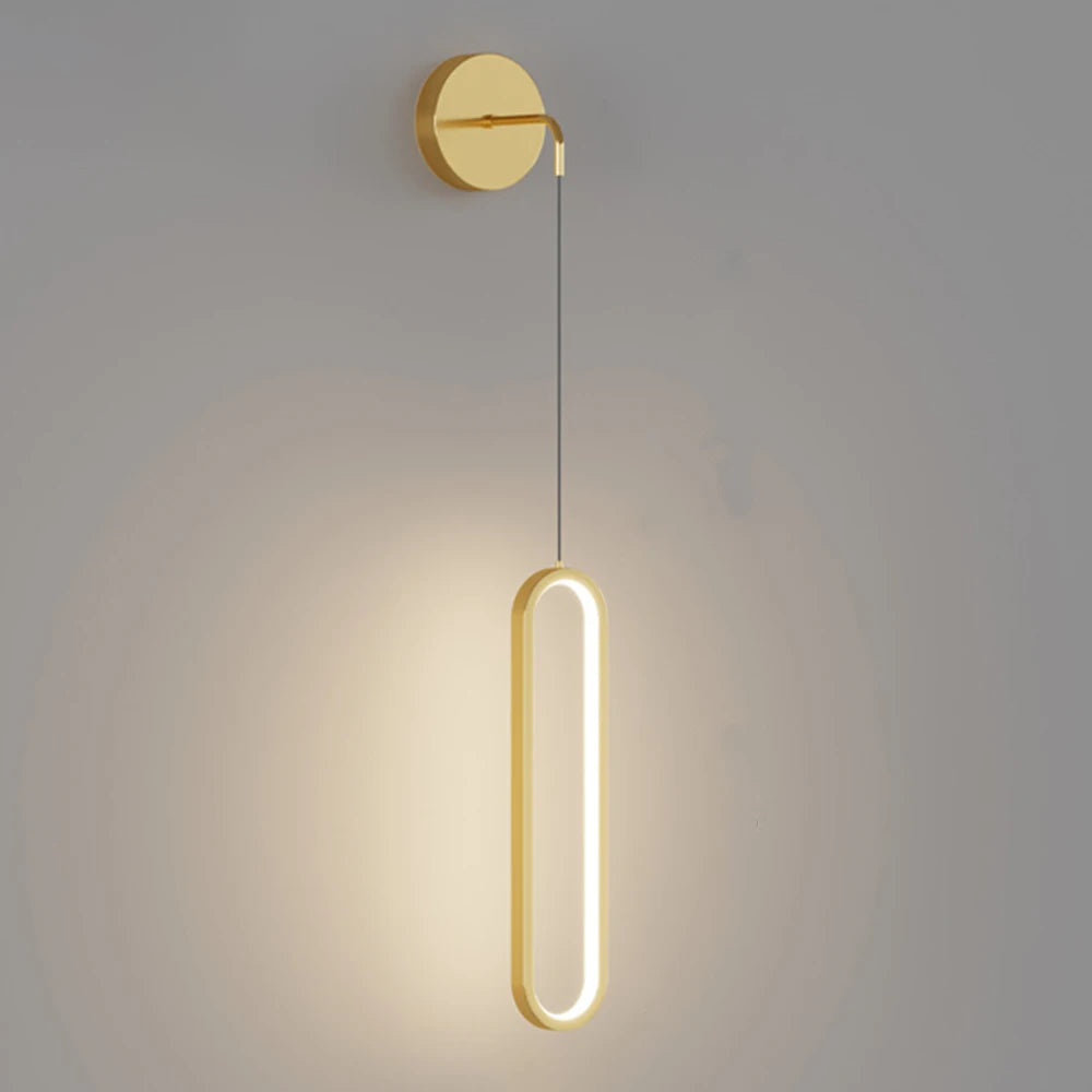 Modern Iron LED Wall Lamp — 3-Color Temperature Bedside & TV Background Light in Black or Gold