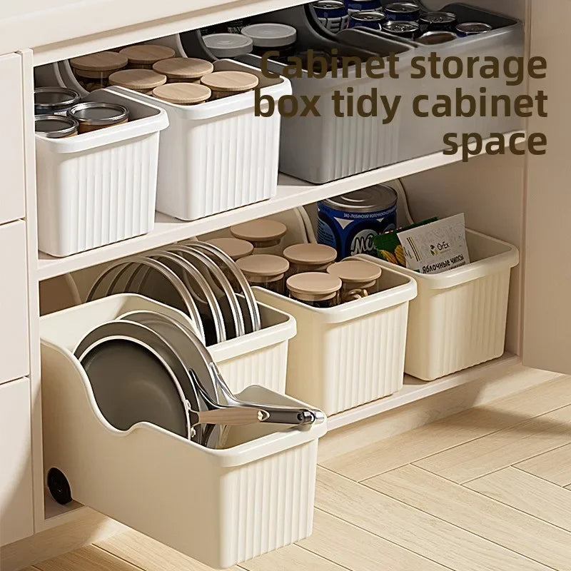 Under-Cabinet Kitchen Storage Box — Diagonal Seasoning & Sundries Organizer with or without Wheels