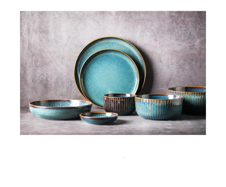 Nordic Kiln Glazed Ceramic Bowl & Plate Collection — Handcrafted Tableware in 10 Styles
