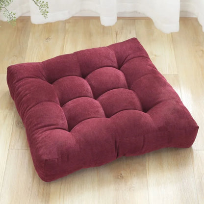 Corduroy Floor Meditation Cushion — Thick Tufted Square Yoga Seat Pillow