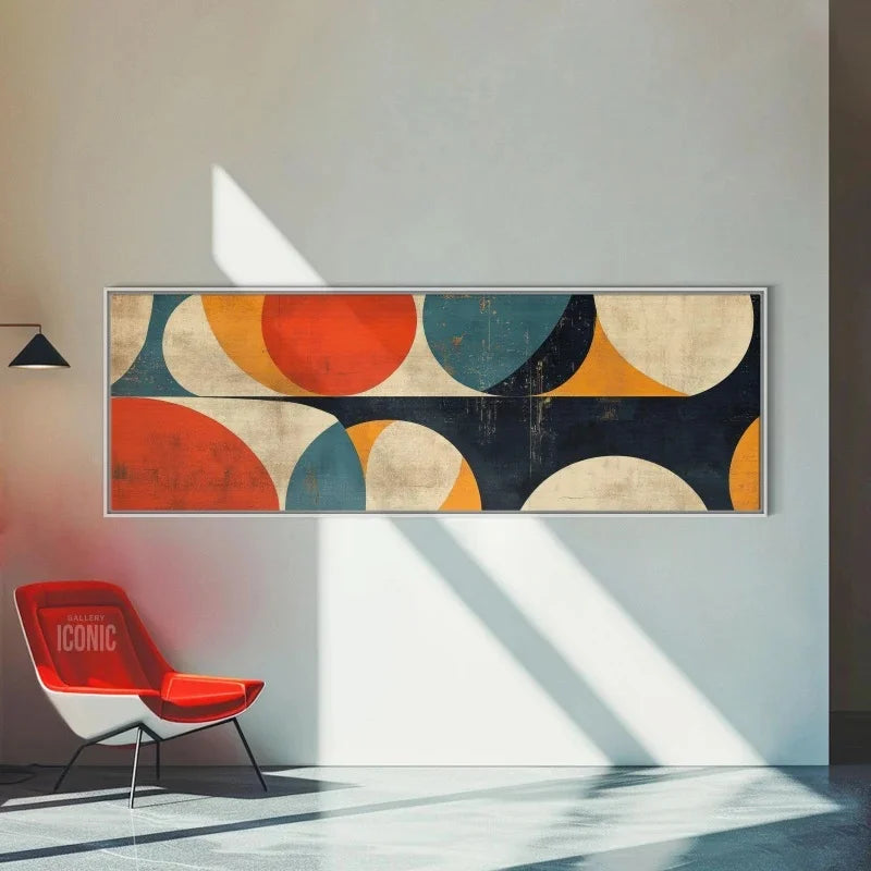 Bauhaus Abstract Panoramic Canvas Wall Art — Wide Unframed Mid-Century Print for Living Room