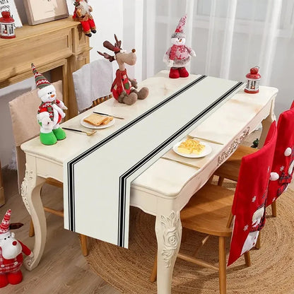 Black Striped Minimalist Table Runner — Waterproof Indoor & Outdoor Dining Runner in 6 Sizes