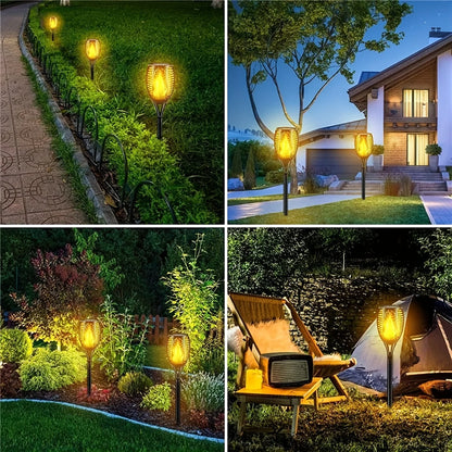 Solar Flame Torch Garden Light — 12-LED Flickering Dusk-to-Dawn Outdoor Stake Lamp, 1 to 12 Pack