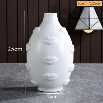 Ceramic Human Face Sculpture Vase — Handmade Nordic Art Flower Pot & Candlestick for Home Decor