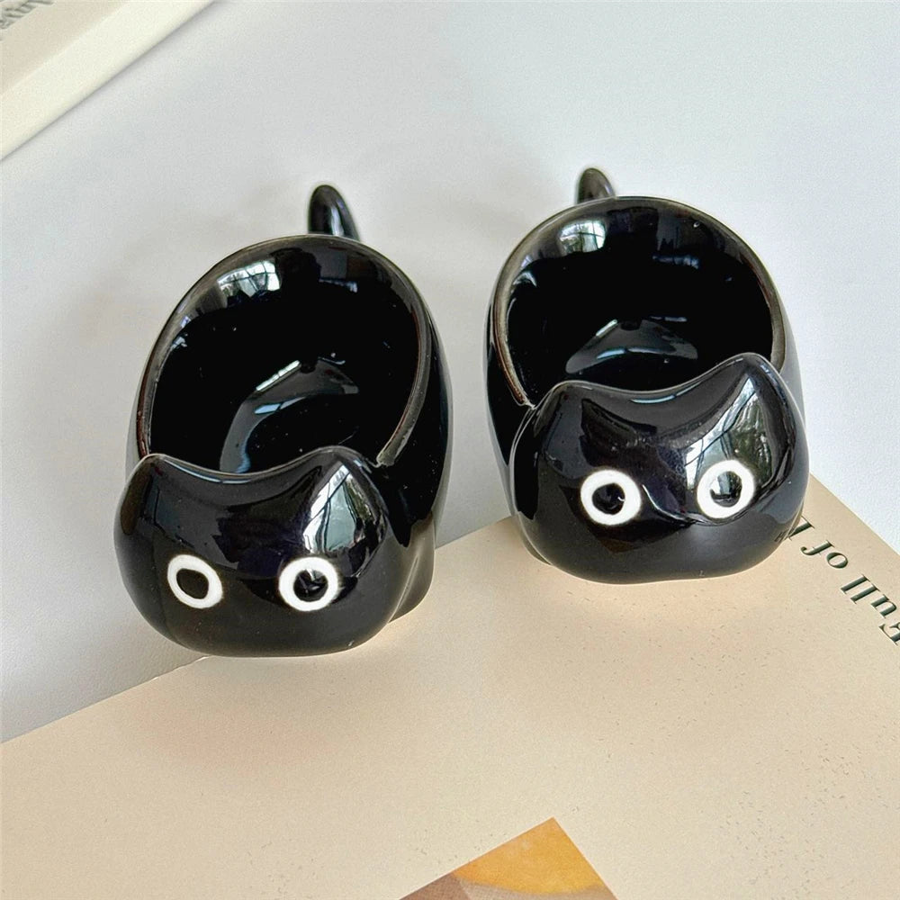 Ceramic Cat-Shaped Mini Dipping Plate — 4-Inch Side Dish & Decorative Cat Bowl in Black or Yellow