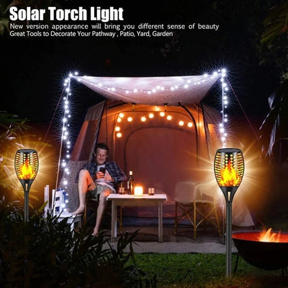 Solar Flame Torch Garden Light — 12-LED Flickering Dusk-to-Dawn Outdoor Stake Lamp, 1 to 12 Pack
