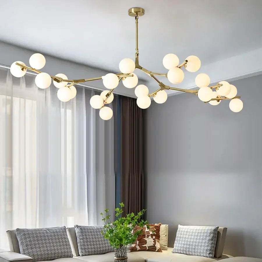Modern Glass Ball Branch Chandelier — LED Ceiling Light for Living Room & Dining Room