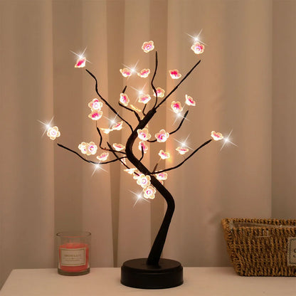 Bonsai LED Tree Lamp — Artificial Cherry Blossom Desktop Night Light