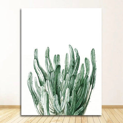 Scandinavian Tropical Leaves Canvas Poster — Unframed Green Botanical Wall Art in 11 Sizes