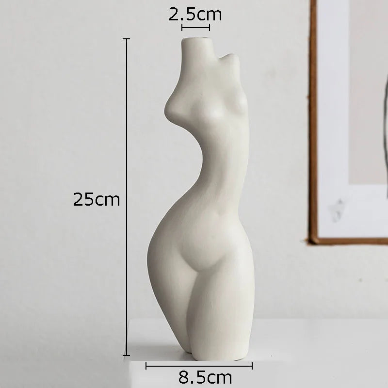 Ceramic Human Form Vase — Nordic Sculptural Body Art Vase for Dried Flowers & Home Decor