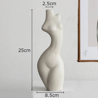 Ceramic Human Form Vase — Nordic Sculptural Body Art Vase for Dried Flowers & Home Decor