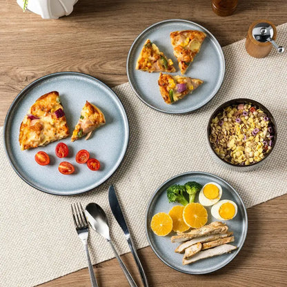 Reactive Glaze Ceramic Dinnerware Set for 4 — 12-Piece Plates & Bowls Set