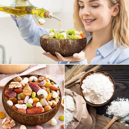 Natural Coconut Bowl Set — Eco-Friendly Wooden Bowl for Smoothies, Salads & Ramen