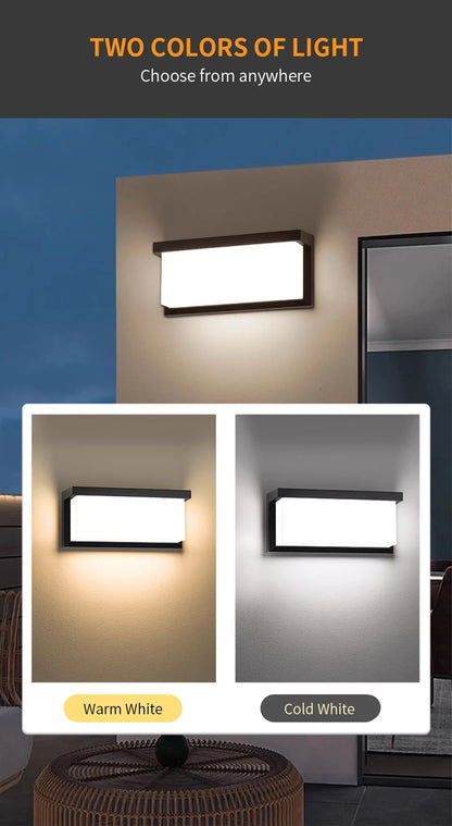 LED Outdoor Wall Lamp with Optional Radar Motion Sensor — IP55 Waterproof in 7 Models & 2 Color Temperatures
