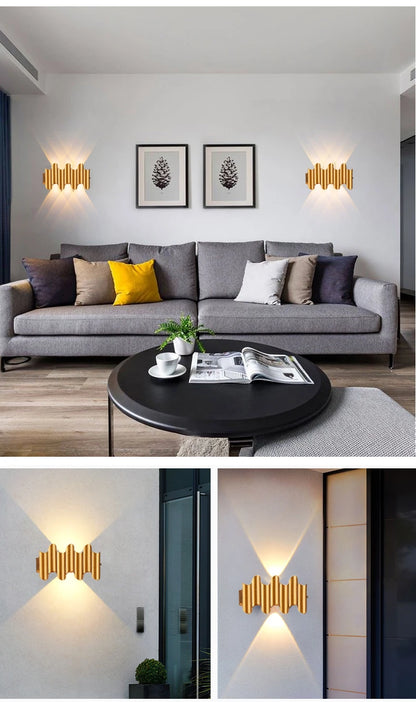IP65 Waterproof LED Wall Lamp — Up & Down Outdoor & Indoor Light in 3W, 5W or 7W, Black or Gold
