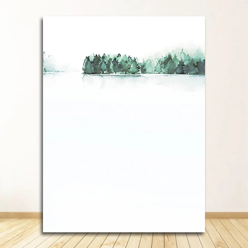 Scandinavian Tropical Leaves Canvas Poster — Unframed Green Botanical Wall Art in 11 Sizes