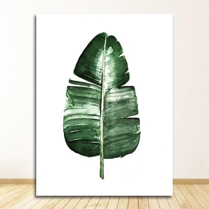 Scandinavian Tropical Leaves Canvas Poster — Unframed Green Botanical Wall Art in 11 Sizes