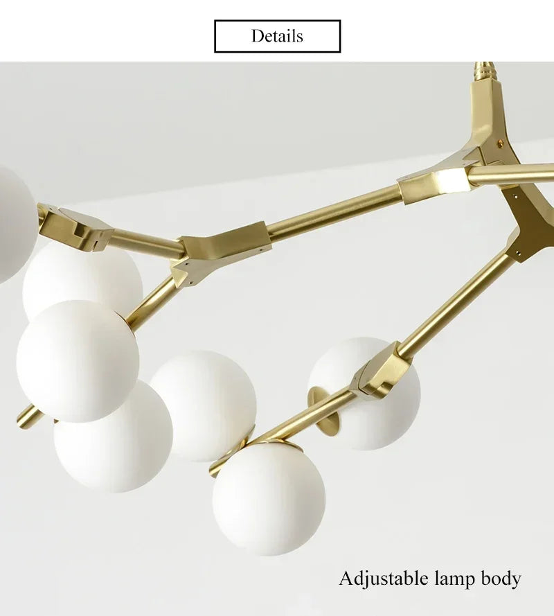 Modern Glass Ball Branch Chandelier — LED Ceiling Light for Living Room & Dining Room