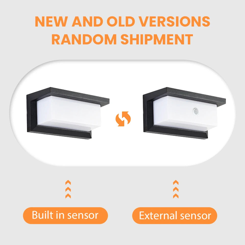 LED Outdoor Wall Lamp with Optional Radar Motion Sensor — IP55 Waterproof in 7 Models & 2 Color Temperatures
