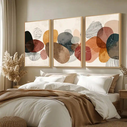 3-Panel Abstract Canvas Wall Art Set — Modern Unframed Triptych Print for Living Room & Office