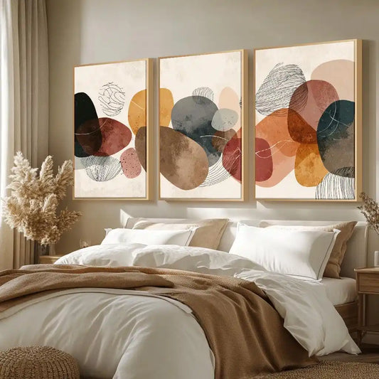 3-Panel Abstract Canvas Wall Art Set — Modern Unframed Triptych Print for Living Room & Office