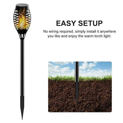 Solar Flame Torch Garden Light — 12-LED Flickering Dusk-to-Dawn Outdoor Stake Lamp, 1 to 12 Pack