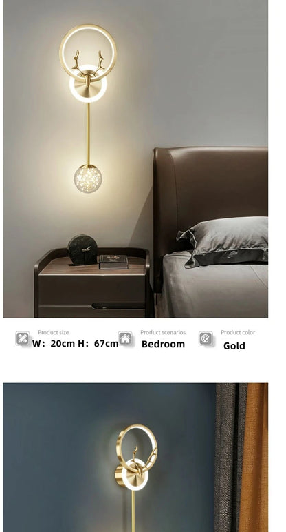 Modern 3-Light Glass Wall Lamp — Touch Switch LED Sconce for Living Room, Bedroom & Dining