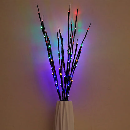 LED Willow Branch Twig Lamp — 20-Bulb Bendable Vase Light for Bedroom & Home Decor in 6 Colors