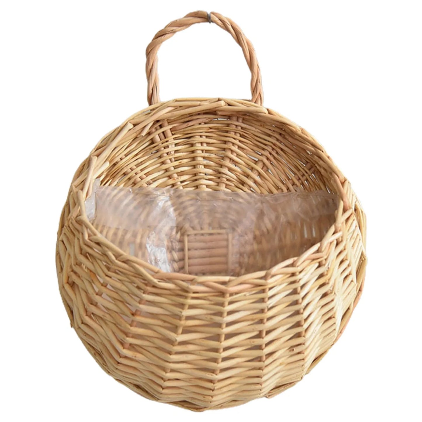 Handmade Wicker Rattan Wall Planter Basket — Natural Hanging Flower Pot for Indoor & Outdoor Garden Decor