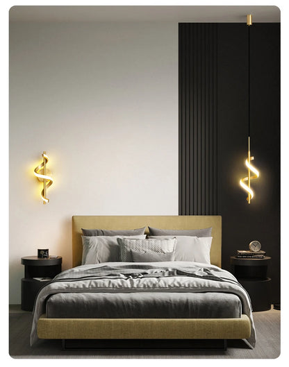 Nordic Copper LED Wall Sconce — 3-Color Switchable Bedside & Living Room Lamp in Black or Gold, 2 Styles
