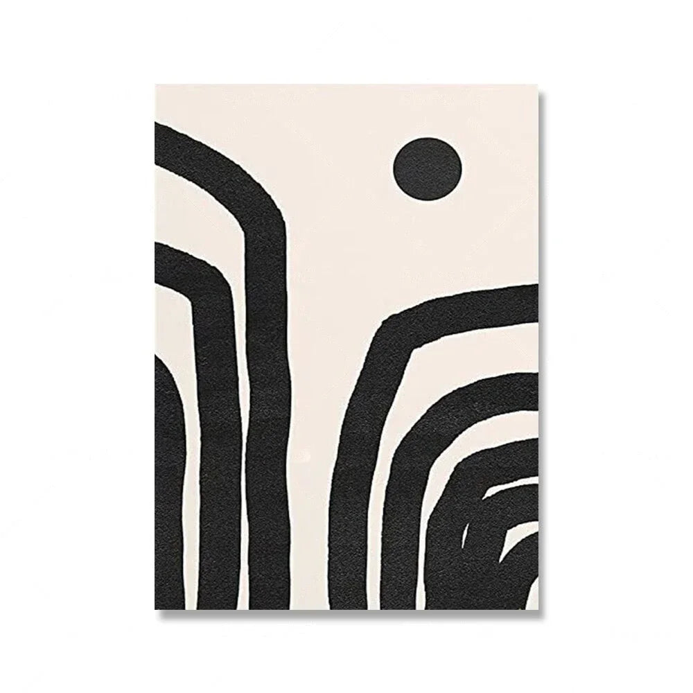 Mid-Century Abstract Black Arches Canvas Wall Art — Unframed HD Print for Living Room & Bedroom