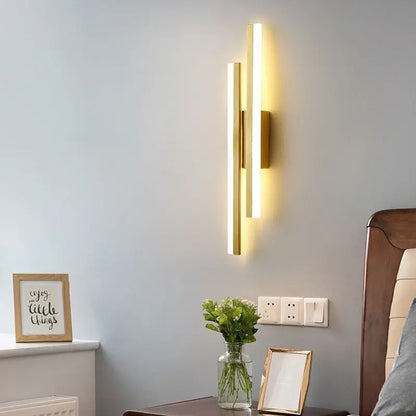 Nordic Dimmable LED Wall Sconce — 3-Color Iron & Acrylic Bedside Lamp in Black or Gold, Left or Right