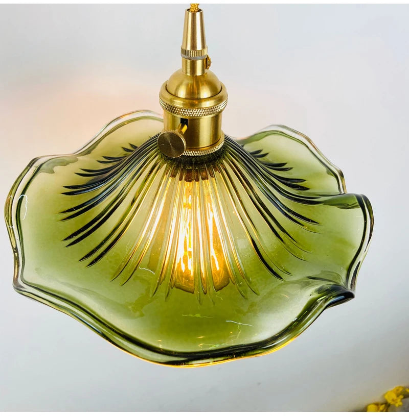 Art Deco Copper Glass Pendant Light — Colorful Edison Ceiling Chandelier for Bedroom, Living Room & Bar
