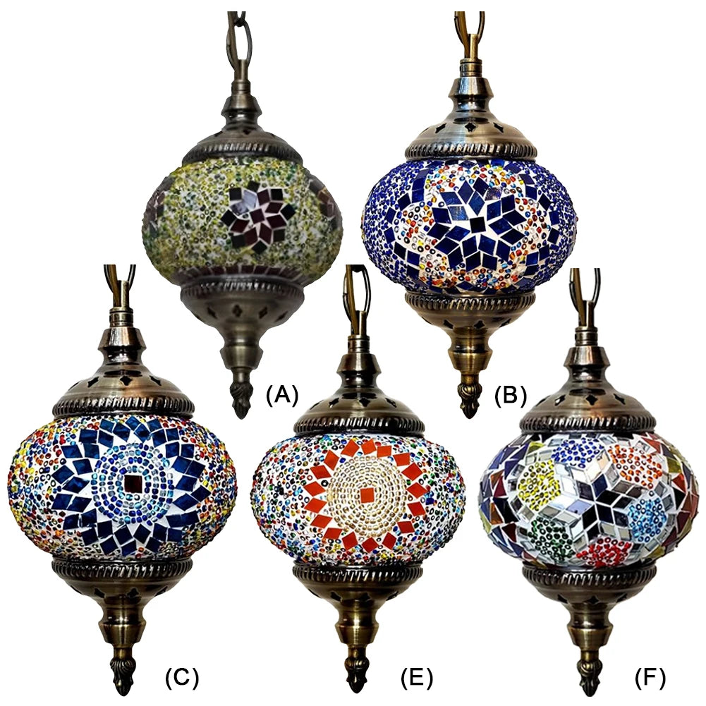 Turkish Moroccan Mosaic Pendant Lamp — Handcrafted Glass Hanging Ceiling Light