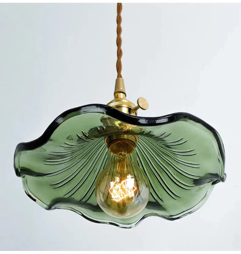 Art Deco Copper Glass Pendant Light — Colorful Edison Ceiling Chandelier for Bedroom, Living Room & Bar