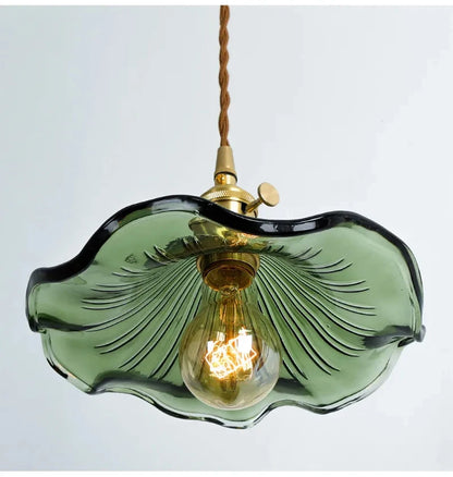 Art Deco Copper Glass Pendant Light — Colorful Edison Ceiling Chandelier for Bedroom, Living Room & Bar