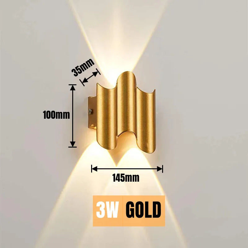 IP65 Waterproof LED Wall Lamp — Up & Down Outdoor & Indoor Light in 3W, 5W or 7W, Black or Gold