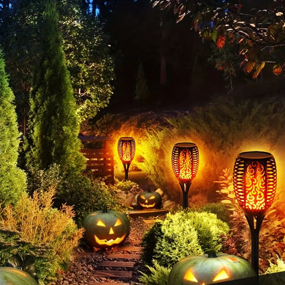 Solar Flame Torch Garden Light — 12-LED Flickering Dusk-to-Dawn Outdoor Stake Lamp, 1 to 12 Pack