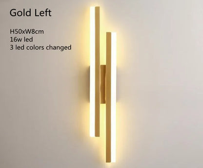 Nordic Dimmable LED Wall Sconce — 3-Color Iron & Acrylic Bedside Lamp in Black or Gold, Left or Right