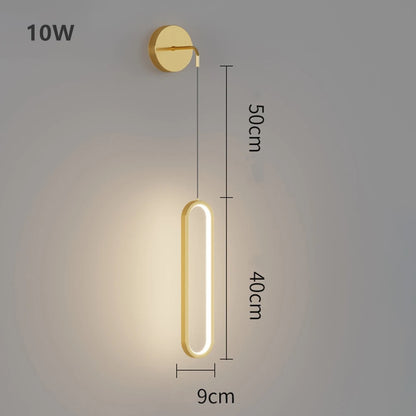 Modern Iron LED Wall Lamp — 3-Color Temperature Bedside & TV Background Light in Black or Gold