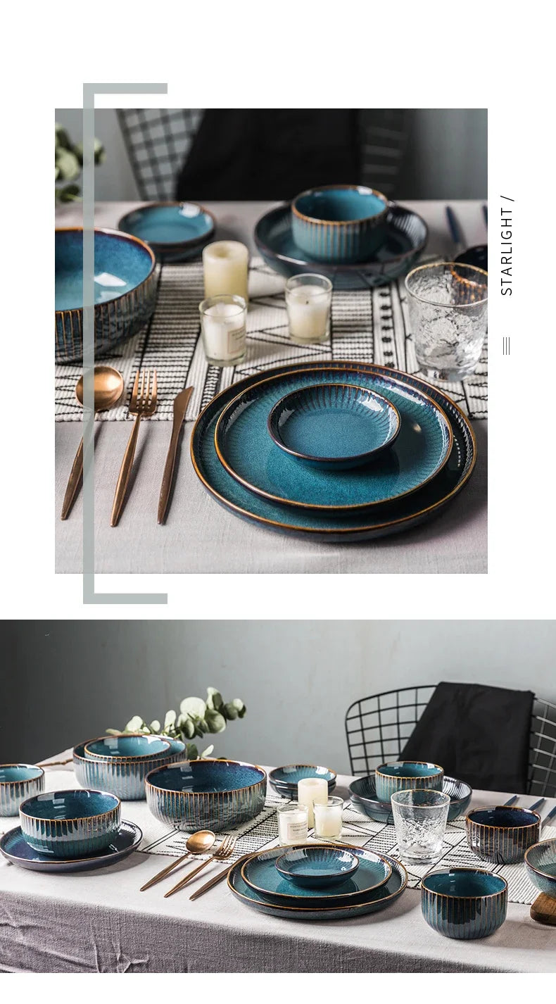 Nordic Kiln Glazed Ceramic Bowl & Plate Collection — Handcrafted Tableware in 10 Styles