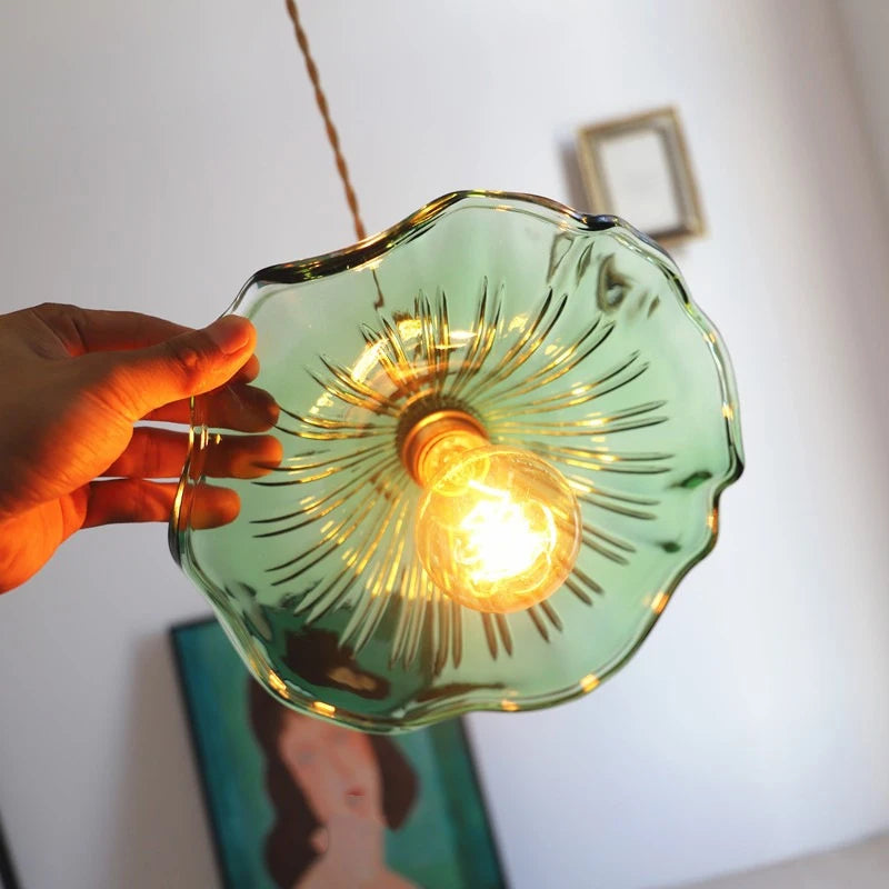 Art Deco Copper Glass Pendant Light — Colorful Edison Ceiling Chandelier for Bedroom, Living Room & Bar